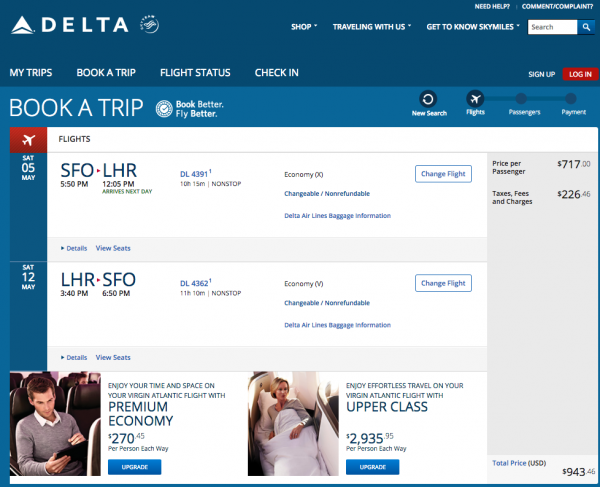 Delta Travel Insurance - $943 SFO - LHR | AARDY.com