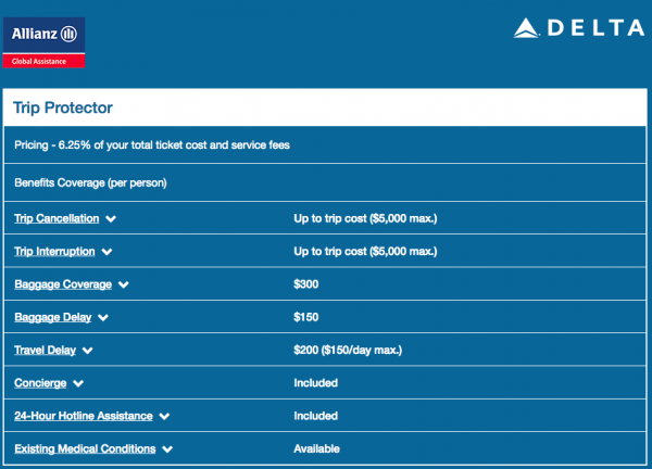 delta airline trip insurance