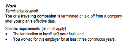 Delta Travel Insurance - Work Cancellation Detail | AARDY.com