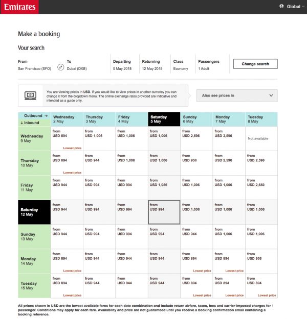 emirates extra baggage price