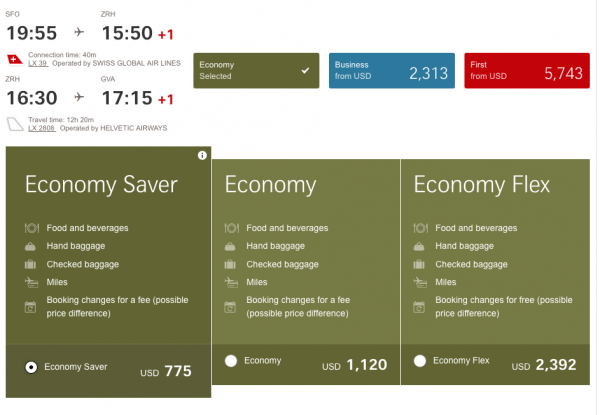 swiss air baggage purchase