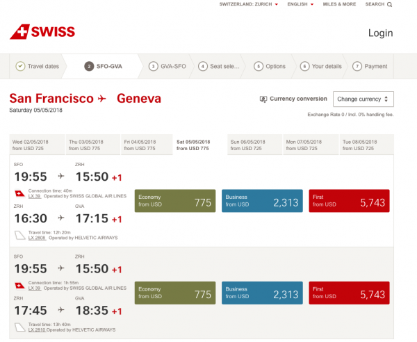 swiss air extra bolsagage cost