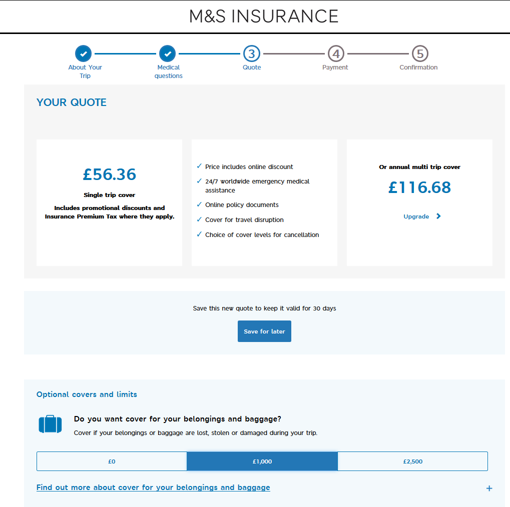 m&s travel in