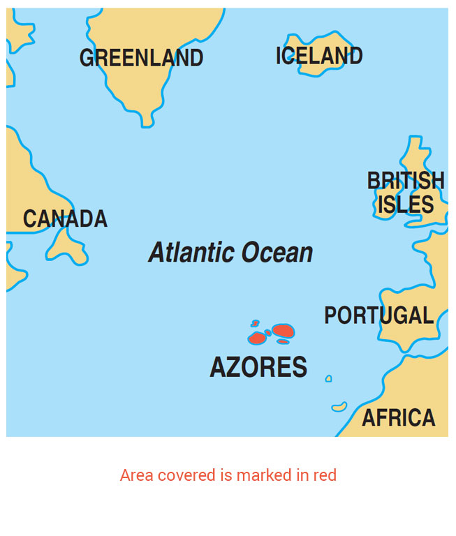 Portugal Azoren Azoren Karte Weltatlas / Singlereise Azoren