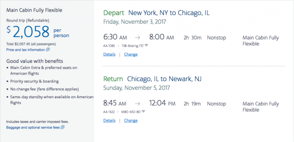 AA NYC - CHI $2,058